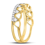 14kt Yellow Gold Womens Round Diamond Triangle Band Ring 1/3 Cttw