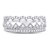 14kt White Gold Womens Round Diamond Fashion Heart Ring 3/8 Cttw