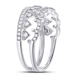 14kt White Gold Womens Round Diamond Fashion Heart Ring 3/8 Cttw