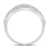 14kt White Gold Womens Round Diamond Fashion Heart Ring 3/8 Cttw