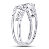 14kt White Gold Womens Round Diamond Scroll Cluster Ring 1/3 Cttw