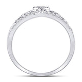14kt White Gold Womens Round Diamond Scroll Cluster Ring 1/3 Cttw