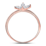 10kt Rose Gold Womens Marquise Diamond Stackable Band Ring 1/4 Cttw