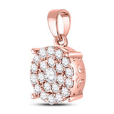 10kt Rose Gold Womens Round Diamond Cluster Pendant 1 Cttw