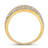 14kt Yellow Gold Womens Round Diamond Right Hand Cocktail Ring 1-3/8 Cttw