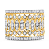 14kt Yellow Gold Womens Round Diamond Right Hand Cocktail Ring 1-3/8 Cttw
