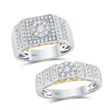 14kt Two-tone Gold His Hers Round Diamond Solitaire Matching Wedding Set 1-1/5 Cttw