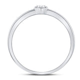 14kt White Gold Womens Round Diamond 2-Piece Beaded Heart Band Ring Set 1/3 Cttw