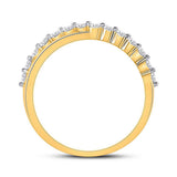 10kt Yellow Gold Womens Round Diamond Crossover Stackable Band Ring 1/3 Cttw