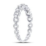 10kt White Gold Womens Round Diamond Flower Petal Stackable Band Ring 1/6 Cttw