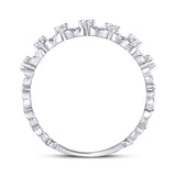10kt White Gold Womens Round Diamond Flower Petal Stackable Band Ring 1/6 Cttw