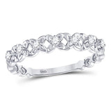 10kt White Gold Womens Round Diamond Flower Petal Stackable Band Ring 1/6 Cttw