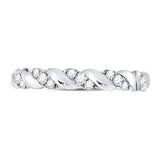 10kt White Gold Womens Round Diamond Striped Stackable Band Ring 1/5 Cttw