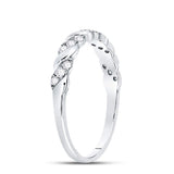 10kt White Gold Womens Round Diamond Striped Stackable Band Ring 1/5 Cttw
