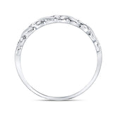 10kt White Gold Womens Round Diamond Striped Stackable Band Ring 1/5 Cttw