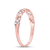 10kt Rose Gold Womens Round Diamond Striped Stackable Band Ring 1/5 Cttw
