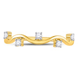 10kt Yellow Gold Womens Round Diamond Wave Stackable Band Ring 1/8 Cttw