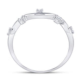 10kt White Gold Womens Round Diamond Wave Stackable Band Ring 1/8 Cttw