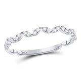10kt White Gold Womens Round Diamond Zigzag Stackable Band Ring 1/5 Cttw