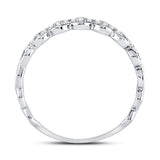10kt White Gold Womens Round Diamond Link Stackable Band Ring 1/8 Cttw