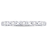 10kt White Gold Womens Round Diamond XOXO Love Stackable Band Ring 1/12 Cttw