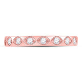 10kt Rose Gold Womens Round Diamond Flush Diamond Shape Stackable Band Ring 1/5 Cttw