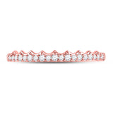 10kt Rose Gold Womens Round Diamond Slender Scalloped Stackable Band Ring 1/6 Cttw
