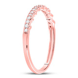 10kt Rose Gold Womens Round Diamond Slender Scalloped Stackable Band Ring 1/6 Cttw