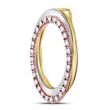 10kt Tri-Tone Gold Womens Round Diamond Oval Pendant 1/6 Cttw