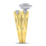 10kt Yellow Gold His Hers Round Diamond Cluster Matching Wedding Set 3/8 Cttw