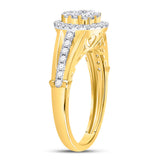 14kt Yellow Gold Round Diamond Cluster Bridal Wedding Engagement Ring 3/4 Cttw