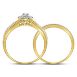 14kt Yellow Gold Round Diamond Bridal Wedding Ring Band Set 1/2 Cttw
