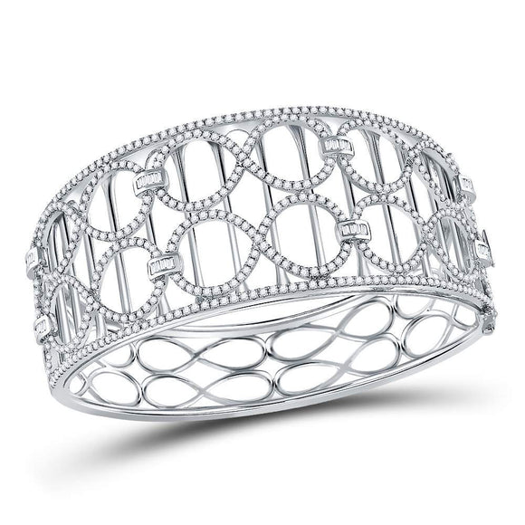14kt White Gold Womens Round Diamond Fashion Cocktail Bracelet 4 Cttw