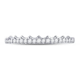 10kt White Gold Womens Round Diamond Slender Scalloped Stackable Band Ring 1/6 Cttw