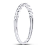 10kt White Gold Womens Round Diamond Slender Scalloped Stackable Band Ring 1/6 Cttw