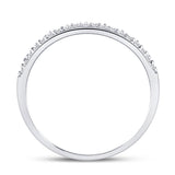 10kt White Gold Womens Round Diamond Slender Scalloped Stackable Band Ring 1/6 Cttw