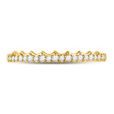 10kt Yellow Gold Womens Round Diamond Slender Scalloped Stackable Band Ring 1/6 Cttw
