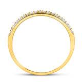 10kt Yellow Gold Womens Round Diamond Slender Scalloped Stackable Band Ring 1/6 Cttw