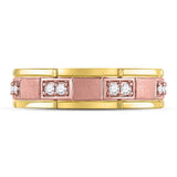 14kt Two-tone Gold Mens Round Diamond Wedding 2-Stone Band Ring 1/4 Cttw