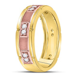 14kt Two-tone Gold Mens Round Diamond Wedding 2-Stone Band Ring 1/4 Cttw