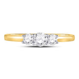 14kt Yellow Gold Round Diamond 3-stone Bridal Wedding Engagement Ring 1/2 Cttw