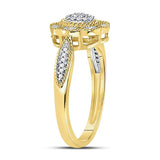 10kt Yellow Gold Womens Round Diamond Milgrain Cable Cluster Ring 1/8 Cttw