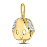 10kt Yellow Gold Womens Round Diamond Puppy Dog Emoji Animal Pendant 1/12 Cttw