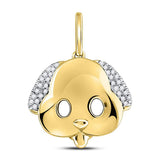 10kt Yellow Gold Womens Round Diamond Puppy Dog Emoji Animal Pendant 1/12 Cttw