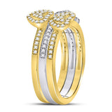 10kt Two-tone Gold Womens Round Diamond 3-Piece Heart Ring 1/2 Cttw