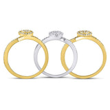 10kt Two-tone Gold Womens Round Diamond 3-Piece Heart Ring 1/2 Cttw