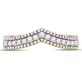 10kt Tri-Tone Gold Womens Round Diamond Chevron Band Ring 1/2 Cttw