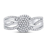 10kt White Gold Womens Round Diamond Woven Strand Cluster Ring 1/3 Cttw