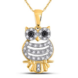10kt Yellow Gold Womens Diamond Owl Pendant 1/6 Cttw
