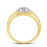 10kt Yellow Gold Mens Round Diamond Circle Cluster Ring 1/10 Cttw